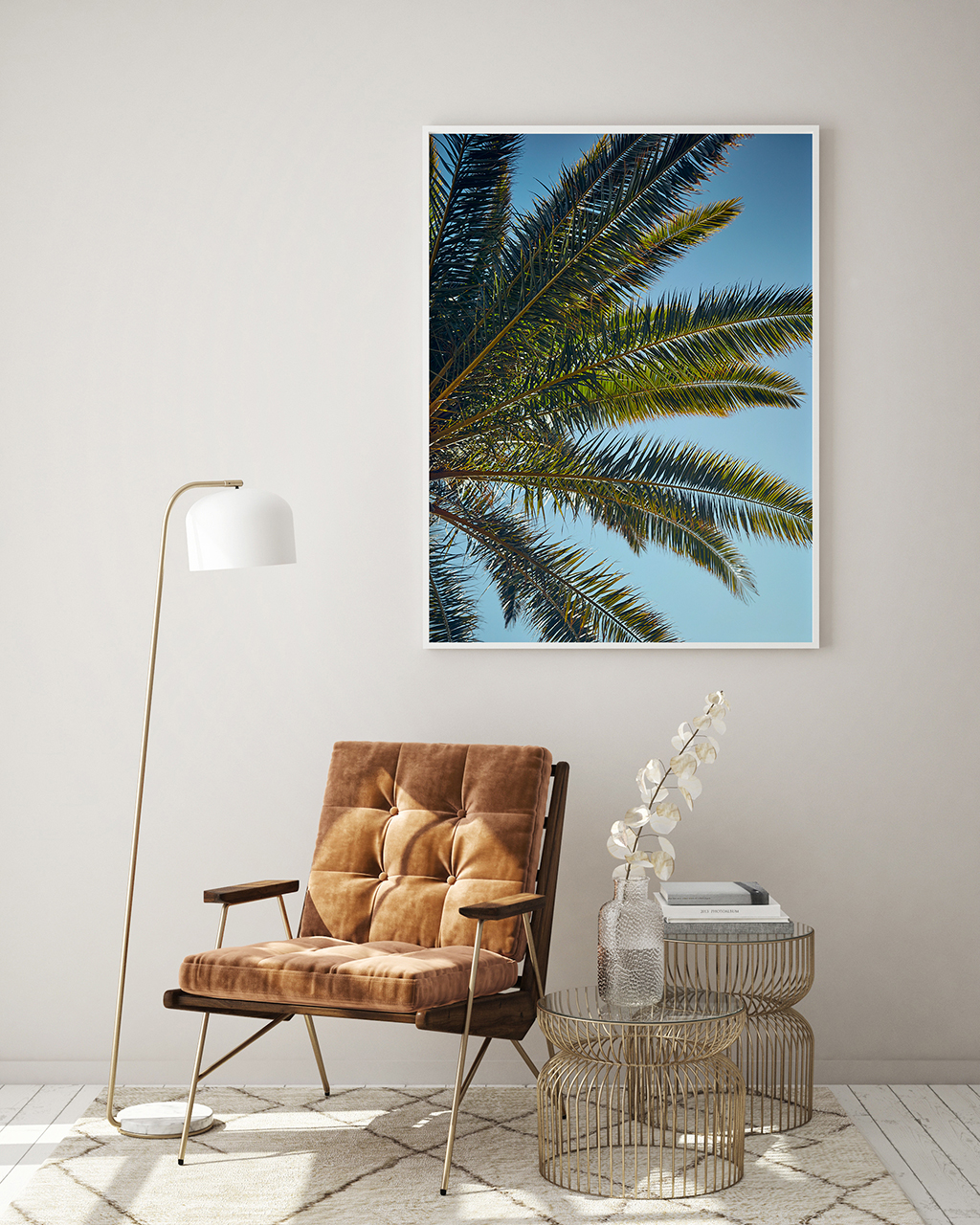 mock up poster frame in modern interior background, living room,